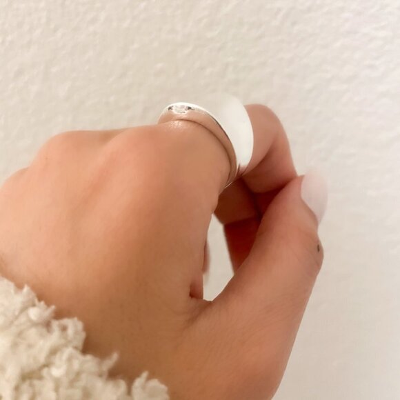 925 Sterling Silver Chunky Silver Ring Thick Wide Ring Band Statement Ring - Picture 4 of 7